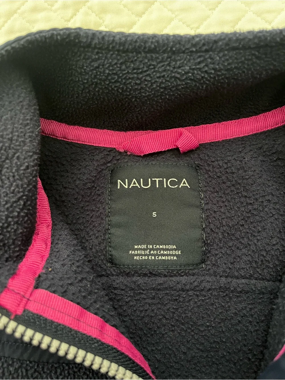 Nautica Kids Navy Fleece Jacket with Pink Accents